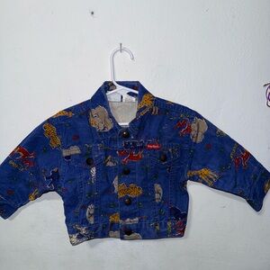 Kids Denim Jacket with Animal Print